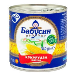 "Кукурудза цукрова консервована ж/б 340 г / 12 шт кт ТМ Бабусин продукт