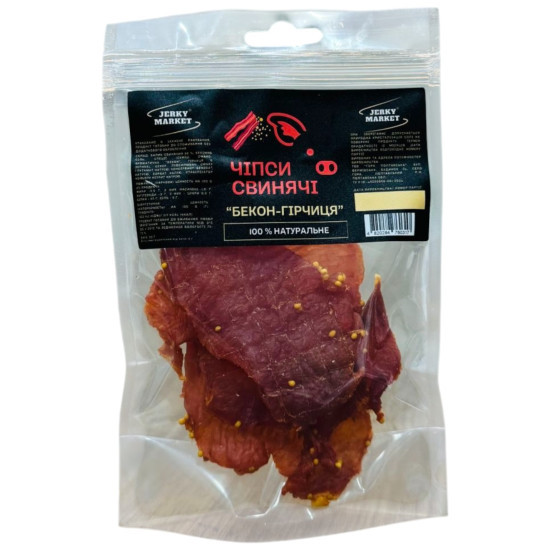 Чипсы свиные Бекон-горчица 50 гр/50шт ТМ JERKY MARKET