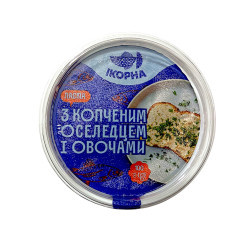 Паста з копченим оселедцем і овочами 100 г / 24 шт ТМ "ІКОРНА"