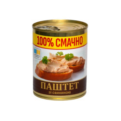 Консерва Паштет зі свининою (ж/б) 330  г / 8 шт кт ТМ "Тернопільський м'ясокомбінат"