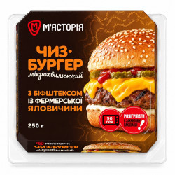 Чизбургер із яловичим біфштексом 250 г / 4 шт ТМ Мясторія