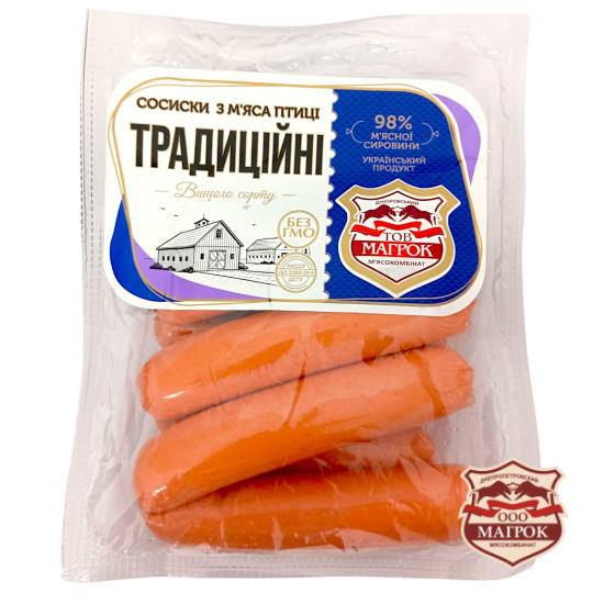 "Сосиски Традиционные в/с (амиц) (газ 0,55 кг) ТМ "Магрок"