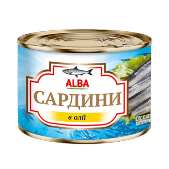 Сардины в масле ж/б ключ 200 г/48 штТМ ALBA FOOD