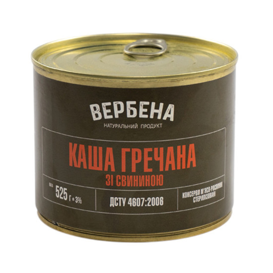 Консерва Каша гречневая со свининой 0,525 ж/б/6 шт кт ТМ Вербена