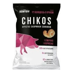 Снек корочки свинины "CHIKOS" со вкусом студня с хреном 44 г/30 шт
